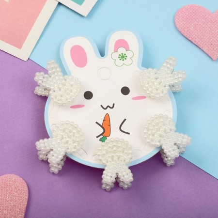 Hair crab "Beatrice Bunny" (set of 5 pcs) bunnies, 2x3 cm, white