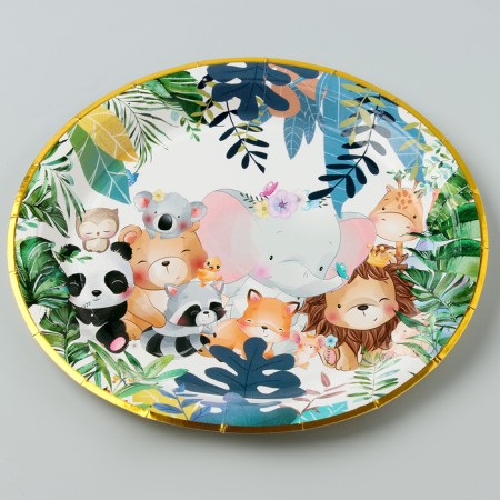 Paper plates "animals" with embossing, 6 pcs-1