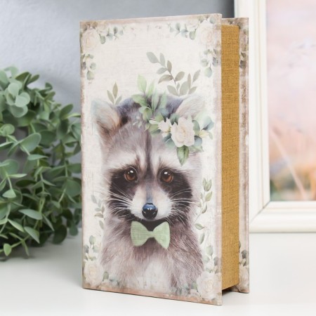 Safe Brush Tree leatherette "Raccoon in the wreath" 21x13x5 cm-1