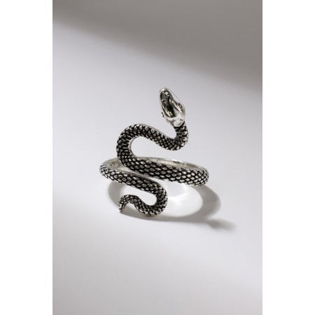 The ring "snake" curved, the color is black silver, dimensionless-2
