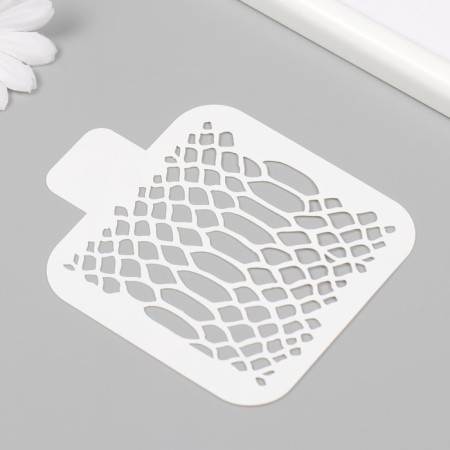 Plastic stencil "Snake print. Snow Skin" 9x9cm-1