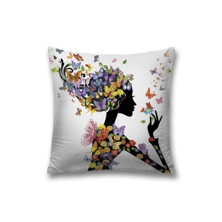 Decorative pillowcase "Flower girl in butterflies", on a zipper, size 45x45 cm