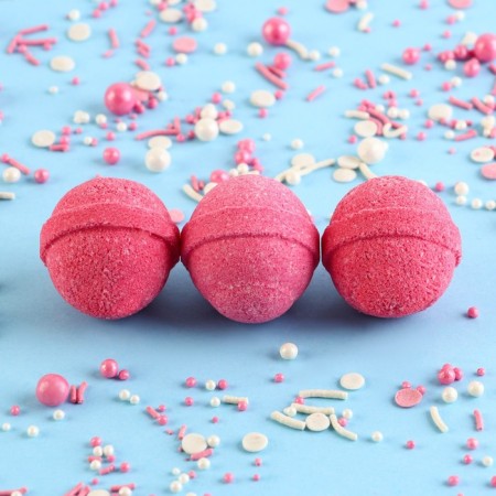 Gift set of cosmetics, bath bombs 3 x 20 g, raspberry aroma, Candy Food-1
