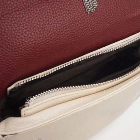 Female bag on the valve, beige/burgundy-3