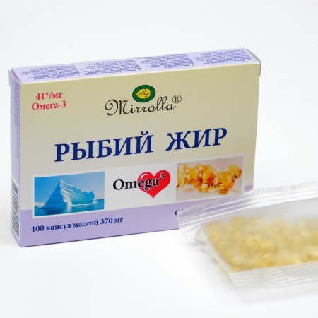 Mirrolla fish oil with vitamin E, 100 capsules of 0.37 g