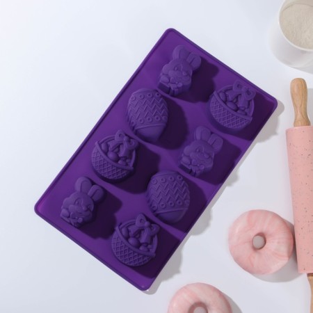 Baking uniform “Easter”, silicone, 29 × 17 cm, 8 cells (6.5 × 5.2 cm), mixing color-1