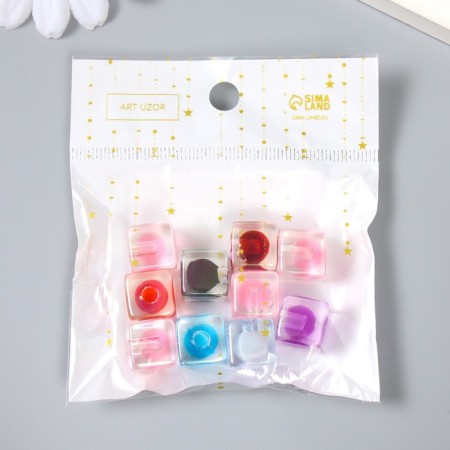 Busina Acryl with the undermined hole "Cube - Color inside" MIX 1.2x1.2x1.2 cm-3