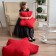 Decorative pillow "Stars", size 55x55x12 cm, red color