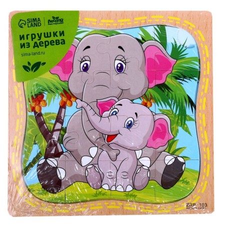 Puzzle in the frame "Elephant and Mom"-2