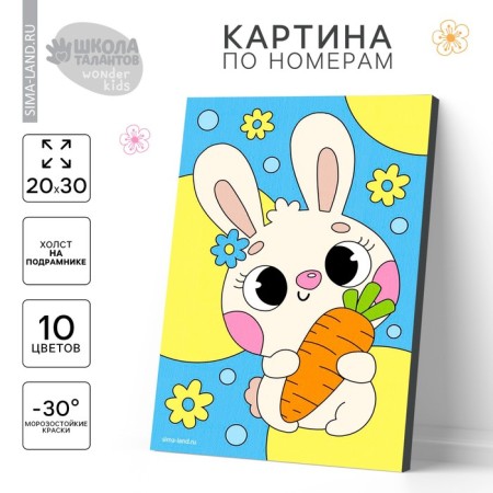 Picture on numbers for children "Curious Bunny", 20 x 30 cm