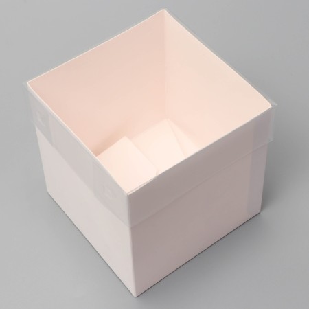 Box for flowers with PVC lid, 12 x 12 x 12 cm, white-2