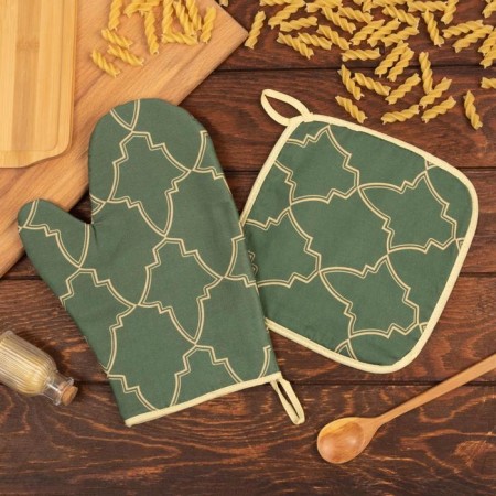 Set "Gold Ornament" mittens-seging 20x28cm, seize 19x19cm, 100% HL, Vatin 250g/m2