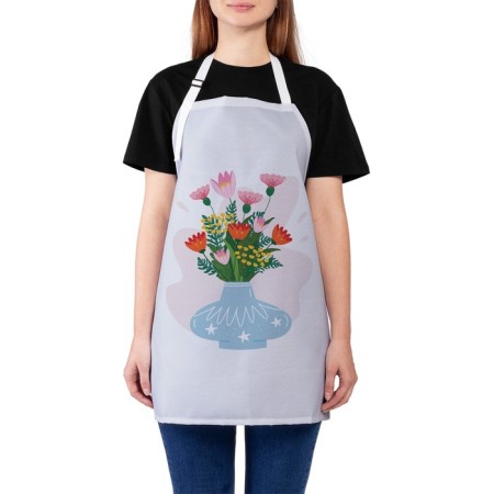 Apron kitchen with a photo print "Flowers in a vase", adjustable, size OS