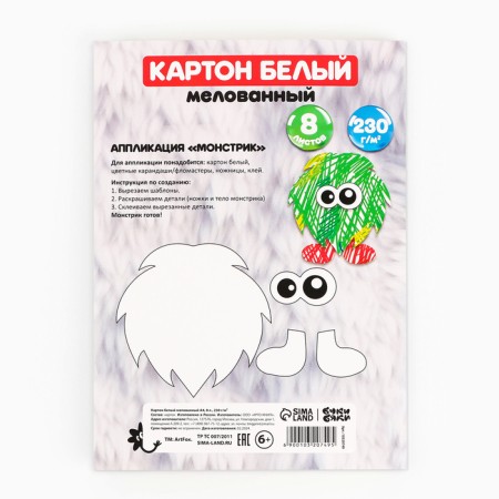 Cardboard white coated one -sided A4, 8 sheets 230g/m² in the folder-6