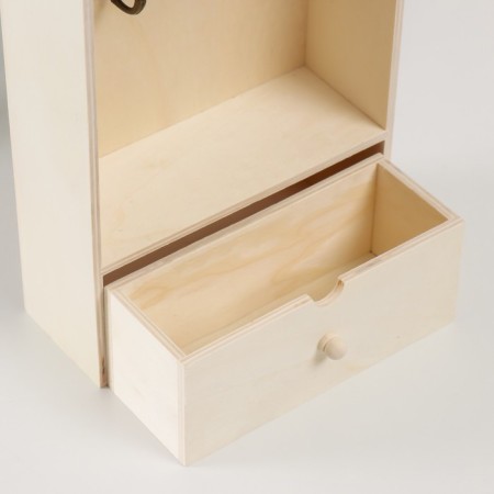 Keywood tree for painting 2 hooks with a drawer "rectangular" 18.5x7x25 cm-2
