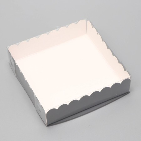 Cookie box, silver, confectionery packaging, 12 x 12 x 3 cm set 5 pcs-1