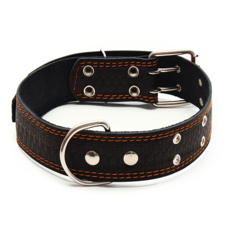 Collar leather embossed single-layer, dimensionless, 74 x 4.5 cm, Osh 35-65 cm, mix of flowers-5