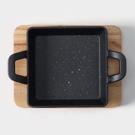 Cast iron pan “Night”, 18.5 × 12.5 × 5.2 cm, on a wooden stand-3