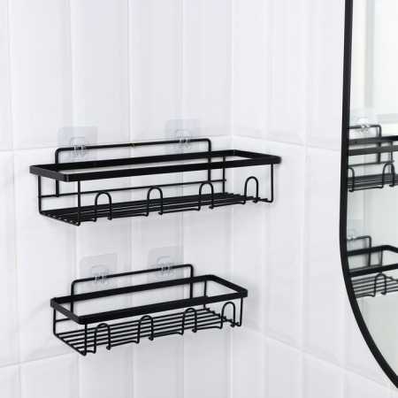 The bathroom shelf is straight, set 2 pcs, 23.5 × 10 × 7.5 cm, 33 × 12 × 9 cm, color black-4