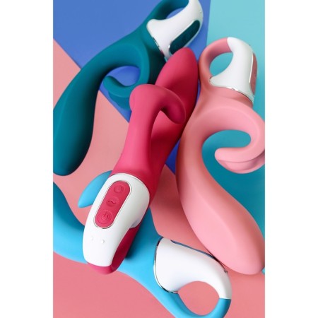 Unrealistic vibrator Satiffyer Hug Me, silicone, blue color-6