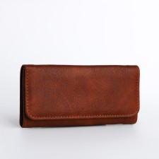 Women's wallet on the button, brown color