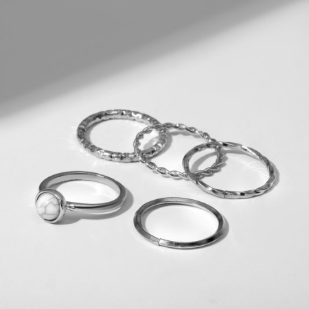 Ring set 5 pieces "perfect fingers" crown, white color in silver-2