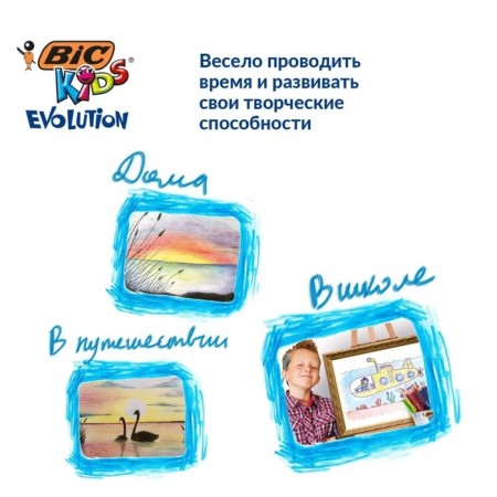 Pencils 12 flowers BIC Kids Evolution Ecolutions, children's, shock -resistant, plastic-5