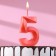 Candle in the Cake "Fine", number "5", red metallic, 6.5 cm