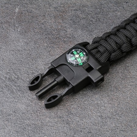 4B1 survival bracelet (paracord, compass, whistle, fire), black-3