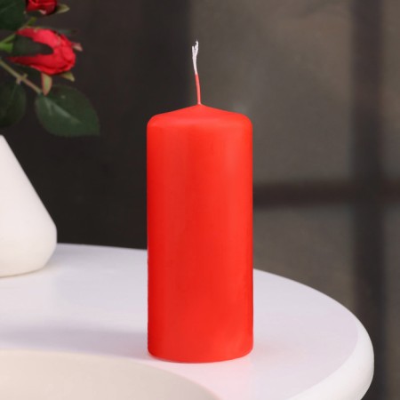 Candle cylinder, 5x11.5 cm, set 3 pcs, red-1