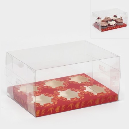 Gold Capcake box, 23 x 16 x 11.5 cm, New Year-1