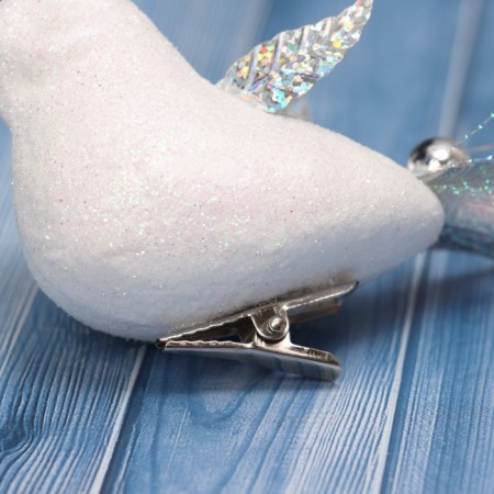 Jewelry decoration "Little Bird" (set of 3 pcs) 5x11.5 cm, white-3