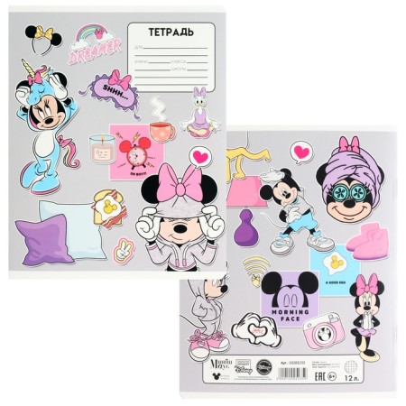 Notebook in a cage 12 sheets, 5 types of mix, cover coated cardboard, Minnie Mouse-4
