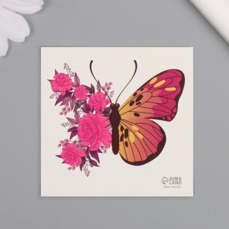Tattoo on the body color "butterfly-rose" 6x6 cm-3