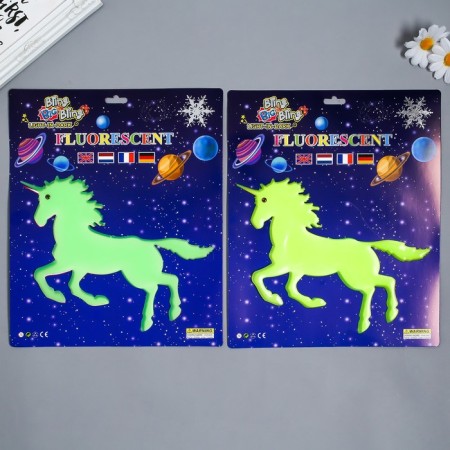 Phosphorus sticker "unicorn" with glue pads mix 29.5x25 cm-3