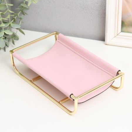 Steam for trifles metal, leatherette "Scandy" pale pink 21x12x5 cm-2