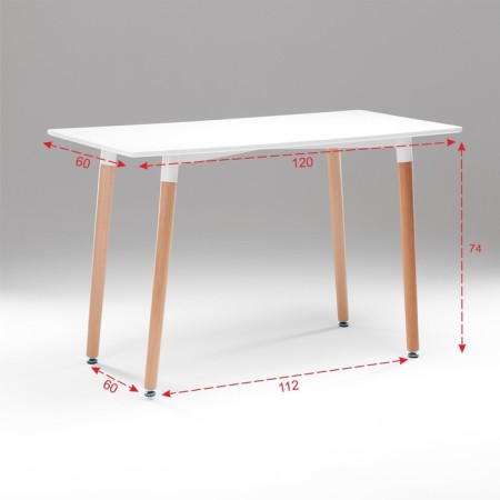 Table on wooden legs Hy-T04, white, size 120x60x74 cm-1