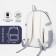 School backpack from textiles on lightning, 3 pockets, white/gray color