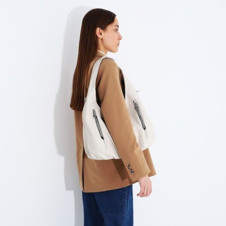 Load bag with a zipper, 3 outer pockets, milk color-7