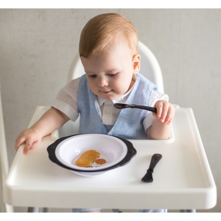 A set of children's dishes "I love to eat", a plate on a suction cup 250ml, fork, spoon-9