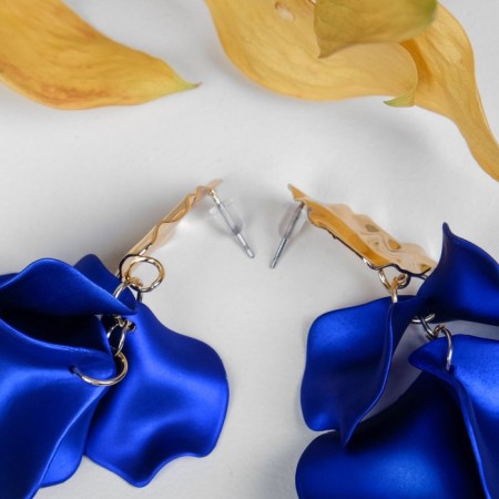 Earrings Assorted "Wind" crumpled triangles, color blue-gold-2