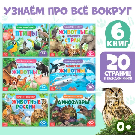 Educational books set 6 pcs. "We learn about everything around", 108 animals and birds