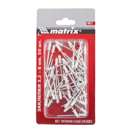 Matrix rivets, exhaust, aluminum, 3.2x8 mm, signal-white, 50 pcs