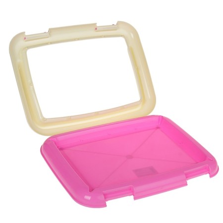 Dog toilet 46.5 x 35.5 x 5.5 cm, with a removable side, grille and column, pink-2
