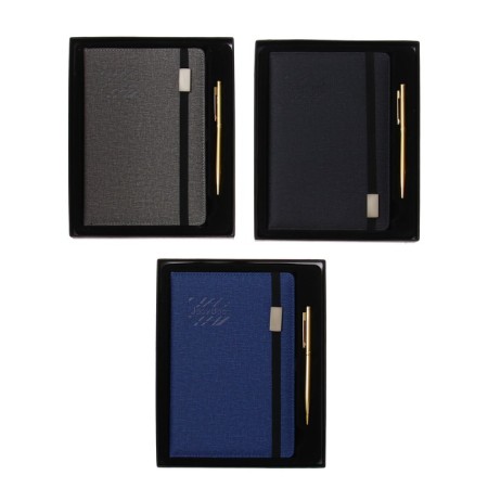 The diary is low, PVC, A5, 140 sheets in a cage, on an elastic band, with a handle, in a gift box, mix-12