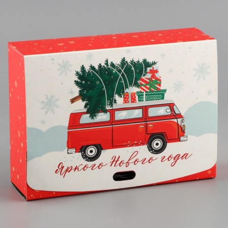 Box folding double -sided "New Year stories", 16.5 x 12.5 x 5 cm, without tape, New Year-2