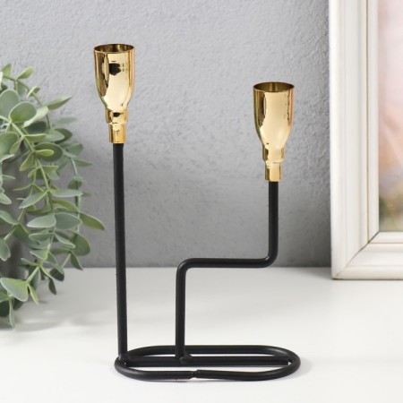 Summary Metal for 2 Candles "Pers" black with gold 12.7x5.8x20.5 cm-4