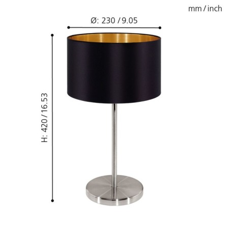 Maserlo 1x60W table lamp E27 Nickel 23x23x42cm-2