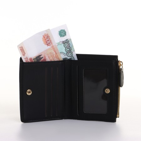 Women's wallet on the button, black color-5
