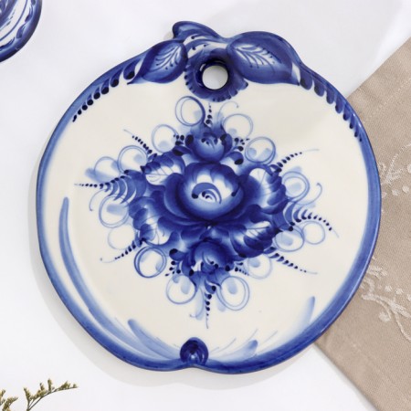 The cheese board "Apple", Gzhel, Porcelain, D = 23 cm
